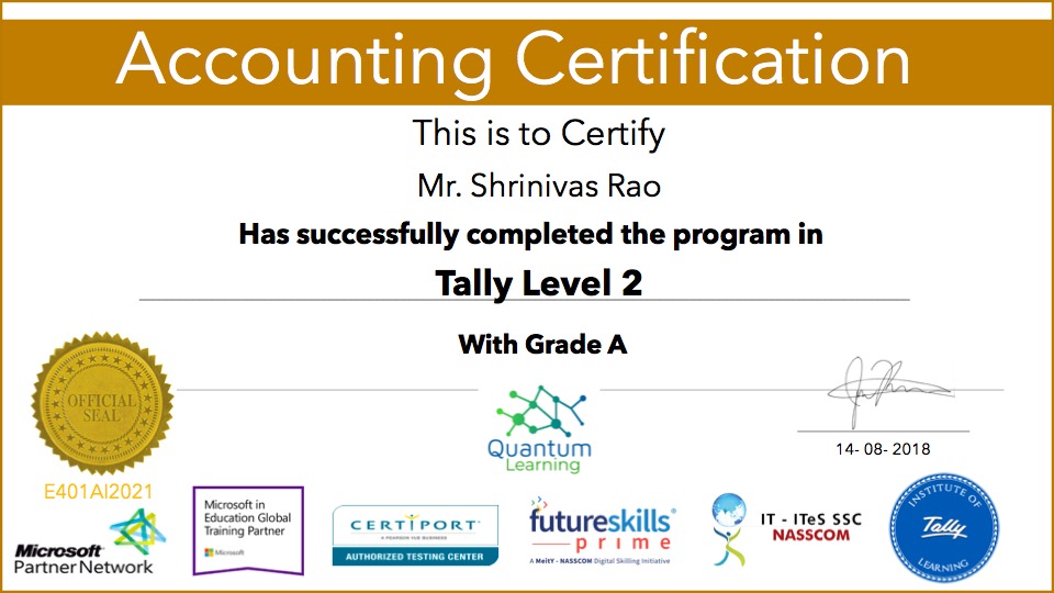 Sample certificates quantum learnings